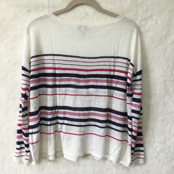 Joie White Multi-Striped Linen Sweater - Picture 5 of 9
